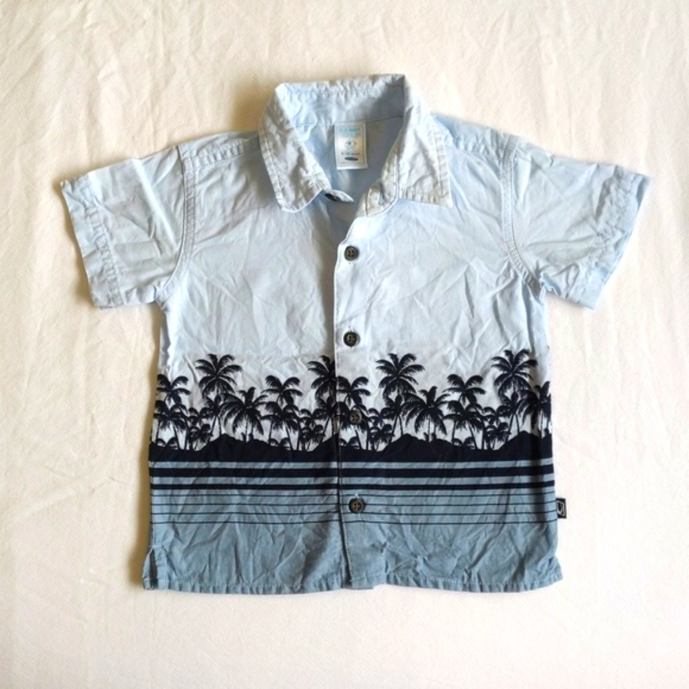 VTG 2004 Old Navy Tropical Palm Tree Button Down 6-12M Resort Cruise Vacation
